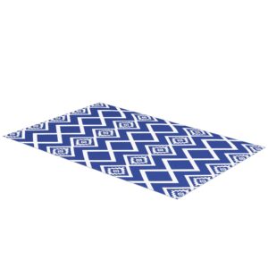 Udendørs tæppe terrassetæppe vejrbestandigt moderne design 182 cm x 274 cm x 0,3 cm blå + hvid