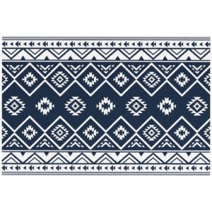 Udendørs tæppe terrassetæppe vejrbestandigt moderne design 182 cm x 274 cm x 0,3 cm sort + hvid