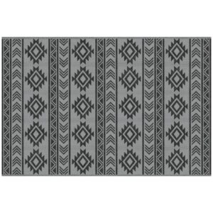 Udendørstæppe, vandtæt, dobbeltsidet design, syntetisk fiber af høj kvalitet, sort+grå, 182 x 274 cm